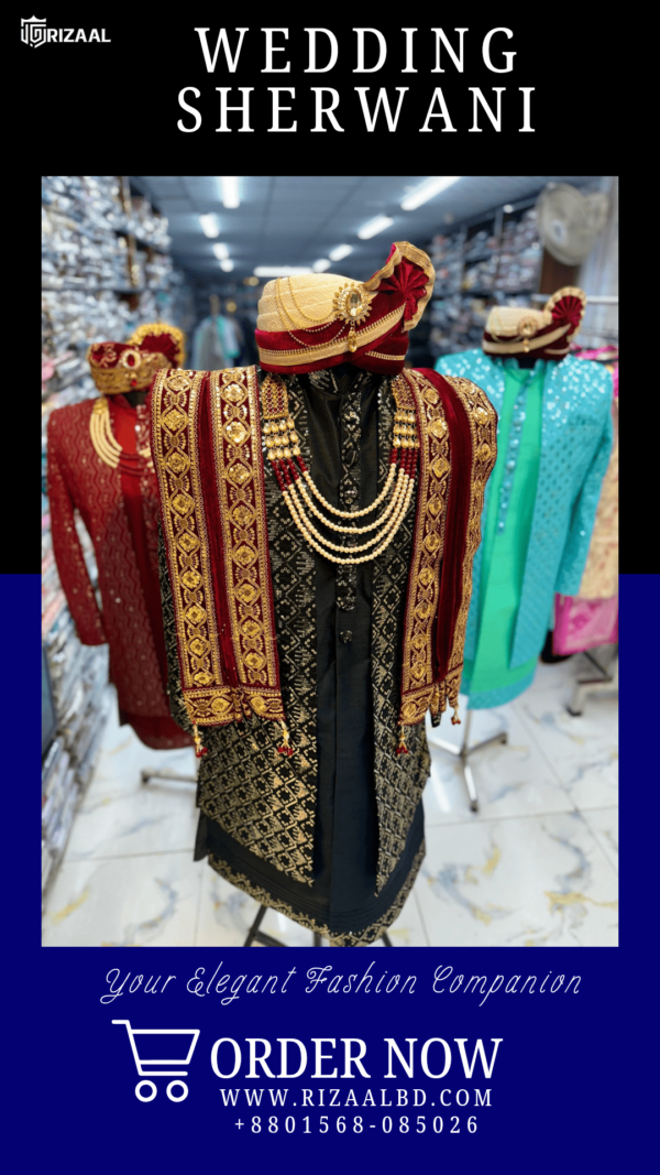 Premium Wedding Sherwani - Image 4