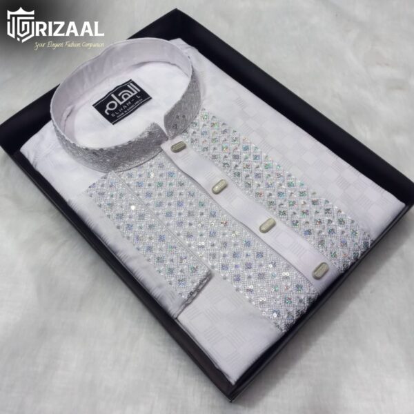 Premium Cot Sequence Embroidery Panjabi - Image 3